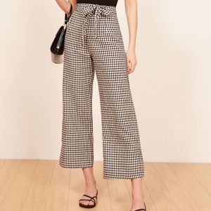 NWT Reformation Petites Saylor Gingham Linen Pant